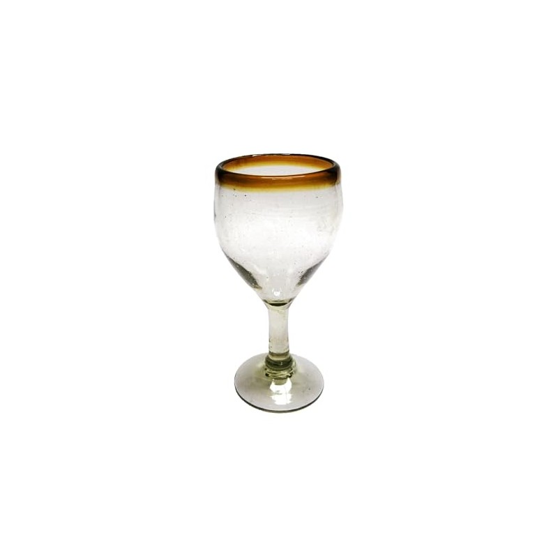 MexHandcraft Amber Rim 7 oz Small Wine Glasses (set of