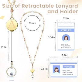 XGALBLA Letter A-Z Lanyard Lanyards for Id Badges Teacher Lanyard Lanyards for Keys Retractable Lanyards for Id Badges Holder, Gold, Large