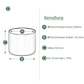 Ganzoo Metal End Caps / Set of 10 / for 10 mm PPM Rope, Rope, Jewellery, Cord End for Dog Lead, Collar, Chain, Colour: Black