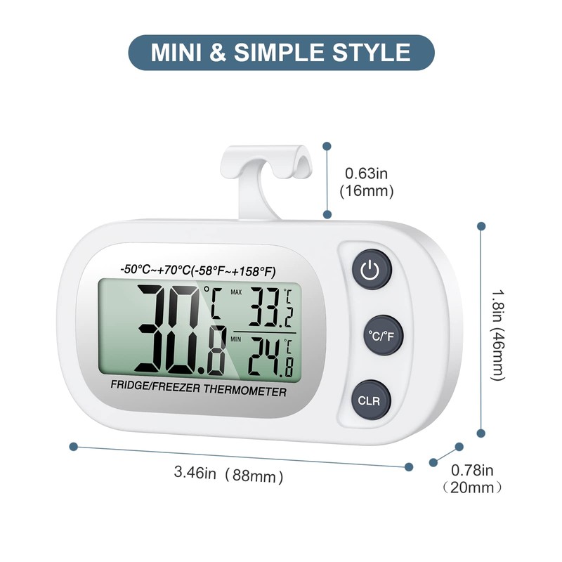 Ankilo 2 Pack Refrigerator Thermometers, Waterproof Mini Fridge Freezer Thermometer