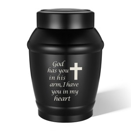 Urns for Human Ashes 5.5 Inches Medium Urns for Ashes Black Cross Cremation Urn Stainless Steel Keepsake Urn Memorial Funeral Decorative Burial Urn for Adult Male Female