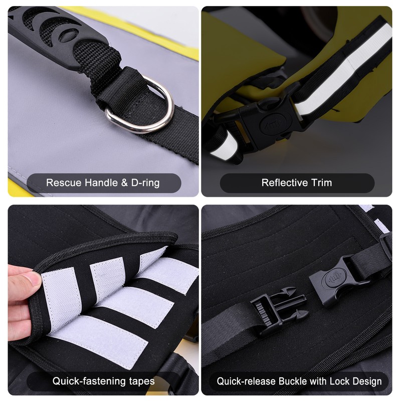 Dog Life Jackets with Handle Reflective Stripes Adjustable Fit Foldable