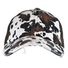 C.C Ponycap Messy High Bun Ponytail Adjustable Mesh Trucker Baseball Cap Hat, Criss Cross Leopard Brown, One Size