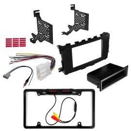 American International Backup Camera+Double DIN Car Radio Stereo install Kit for 2013-18 Nissan Altima