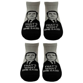 Balanced Co. That's What She Said Ankle Socks Michael Scott No-Show Socks Low-Cut Socks (Gray/Black)