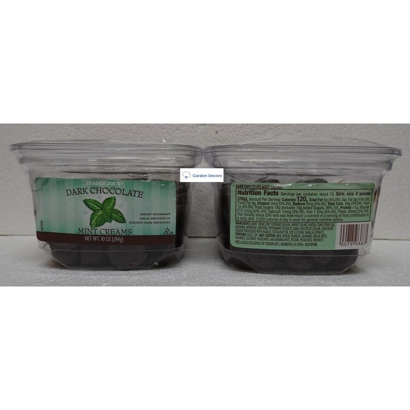 Trader Joe's Dark Chocolate Mint Creams 10oz 284g (Two Tubs)