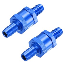 M METERXITY 2-Pack Fuel Oil Check Valve, 3/8" Aluminum Alloy Non Return One Way Check Valve for Fuel Line/Petrol/Diesel/Water/Oil/Gas [Blue]