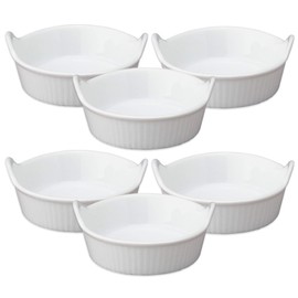 HIC Kitchen Mini Eared Ramekin Set, Fine White Porcelain, 1-Ounce, Set of 6