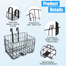 Knee Scooter Basket Accessory, Removable Wire Basket, Fits Most Knee Scooter Models, Easy Installation, Foldable Design, Black Metal Handlebar Mount