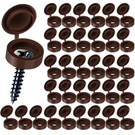 HNYYZL Plastic Hinged Screw Covers - Brown, Snap Washer Caps with Flip Tops, Rust Protection (100 PCS, L)
