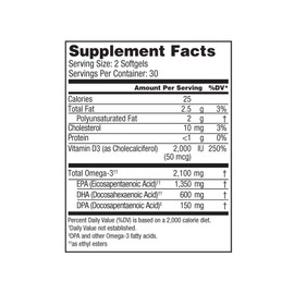 Oceanblue Oceanblue Professional Omega-3 2100 with Vitamin D3 C 60 ct C Triple Strength Burpless Fish Oil Supplement with High-Potency EPA, DHA, DPA and Vitamin D3 C Wild-Caught C Vanilla Flavor (30 Servings)