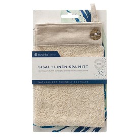 Hydrea London Natural Sisal & Linen Exfoliating Square Spa Mitt MT09