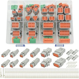 215 PCS Deutsch Connector Kit, DT 2 3 4 6 8 12 Pin Connectors, IP67 Waterproof Electrical Connectors Plug with 75 Pairs Size 16 Stamped Contacts for Car Truck Boat (2SETS 215PCS)