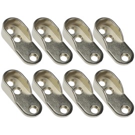 eMagTech 8pcs 3 Hole Wardrobe Rail End Supports Fit for 15mm Dia Closet Floor Curtains Ceiling Mount Rods Zinc Alloy Golden Colour 5mm Hole Dia