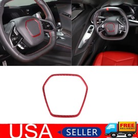 e-power-auto-Trim Dry Carbon Fiber Steering Wheel Ring Emblem Sticker Trim For 2020-23 Corvette C8