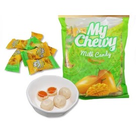 My Chewy Mango Milk Candy (100 Counts, 12.69 Oz) Tropical Fruit Soft Individually Wrapped Sweet Snack Asian for Kids and Adults