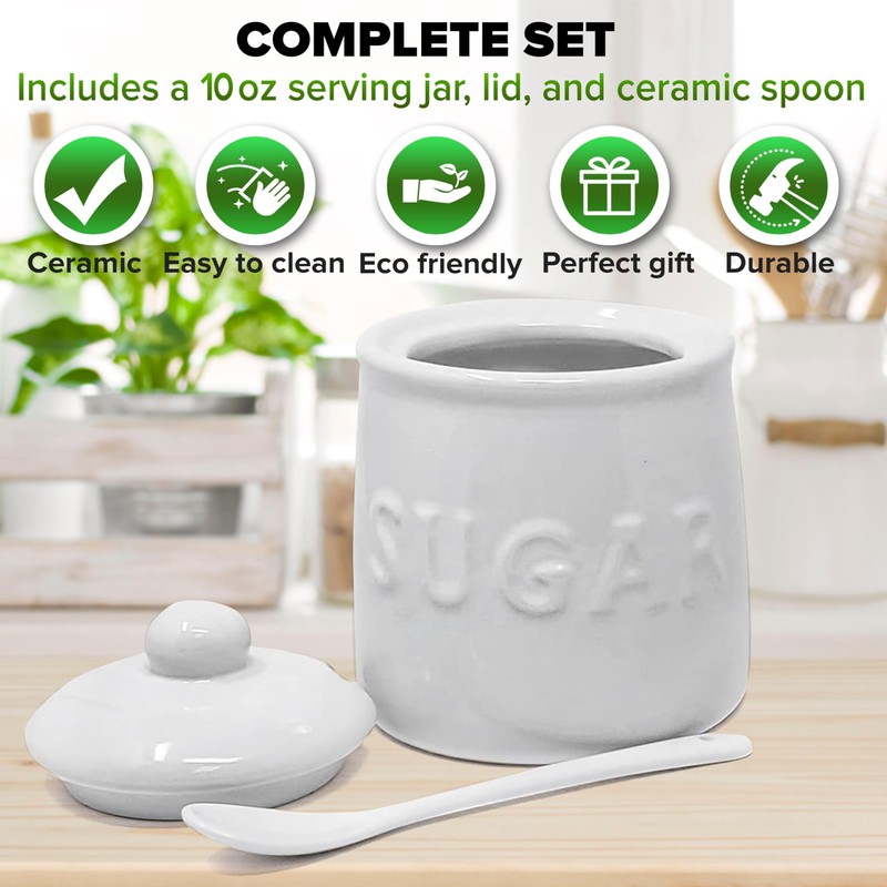 Kovot 10 oz Ceramic Sugar Jar & Spoon Set -