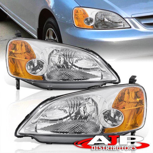 AJP Distributors Chrome Amber OE Style Replacement Head Lights Lamp