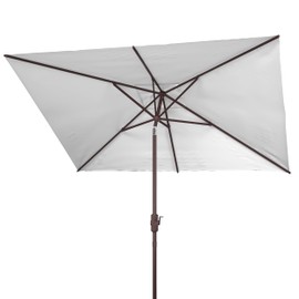SAFAVIEH Outdoor Collection Kamen White 7 x 10 Ft Rectangular Auto Tilt UV Protected Umbrella