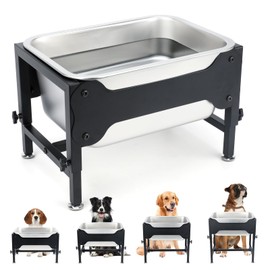 3 Gallons Elevated Large Dog Water Bowl, 4 Height Adjustable Stainless Steel Raised Dog Bowls with Stand, Indoor Outdoor Pet Water Bowl Relief Joint Pressure Pet Dishes for Dogs Easy Clean
