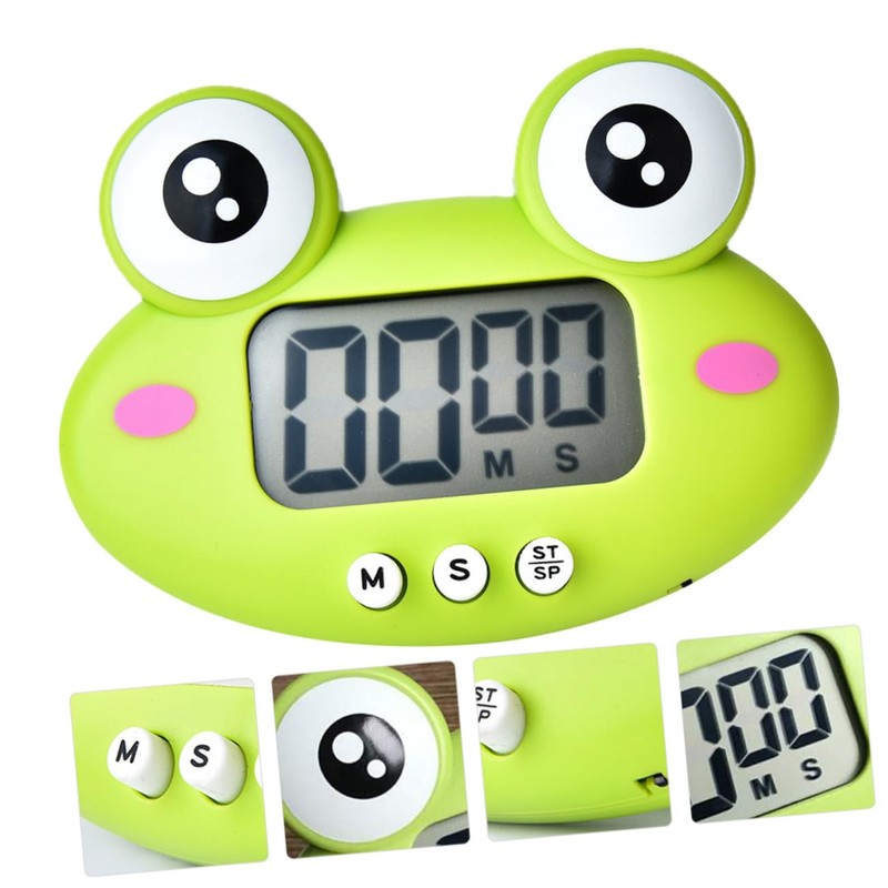 ULTECHNOVO Cute Green Frog Electronic Timer Kitchen Countdown Clock for