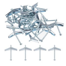sourcing map 20Pcs Spring Toggle Bolt Anchors, 1/8"x2" Butterfly Anchors Male Thread Spring Loaded Hollow Wall Round Head Toggle Bolt