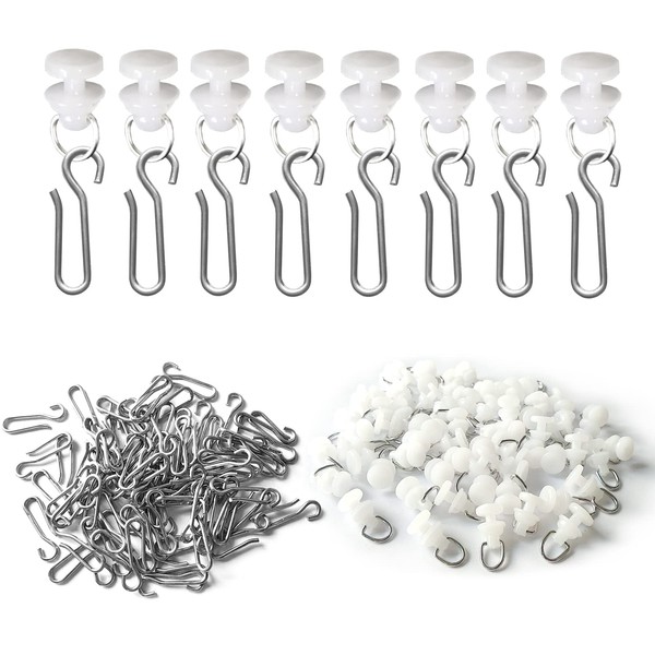 80 Pcs Curtain Hooks Curtain Track Glider Hooks Stainless Steel