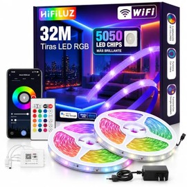 32M Tiras LED WiFi 5050 RGB Compatible con Alexa Luces LED Exterior Control