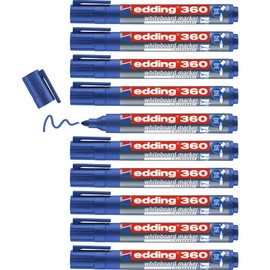 edding edding 360 Whiteboardmarker - blau - 10 Whiteboard Stifte - Rundspitze 1,5-3 mm - Boardmarker abwischbar - für Whiteboard, Flipchart, Magnettafel, Pinnwand, Memoboard - Sketchnotes - nachfüllbar