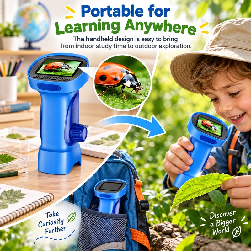 Digital Microscope for Kids – 1000X Portable Microscope with 2.4-Inch