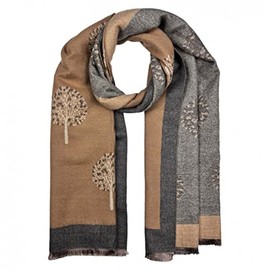 OgLuxe Women Ladies Shawl Wrap Tree Nature Autumn Winter Super Soft CosyCashmere blend Scarf, Mocha, One Size