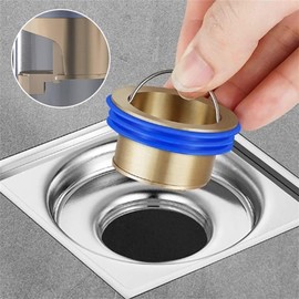 Toilet Floor Drain, Deodorising Core, Quick Drain Shower Floor Drain, Drain Protector for Shower Room Toilet Sewer (Brass)