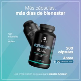 B Life Glutatión | 200 Cápsulas | 1000 mg por porción | Glutatión, L-Cisteína, L-Glutamina y L-Glicina | Ingredientes Naturales | Glutathione Blend.