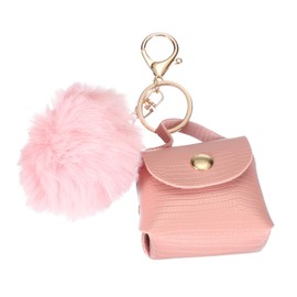 [PATIKIL] Coin Pouch PU Leather Small Coin Purse Keychain for Women Keychain Pouch Mini Tote Bag Keychain Cute Small Hanging Backpack Handbag Decoration Pink