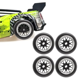 Mavis Laven 4 Pcs RC Drift Tire for Wltoys K969 K989 P929 1/28 RC Car Kyosho Mini Z Mini D Mini Q Hard Rubber Tires Aluminum Alloy Rims Strong Flexible (Gloss Black)