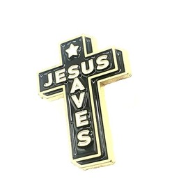 Jesus Saves Black Cross of Christ Religion Religious Metal Enamel Pin Badge