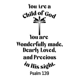 Family Wonderfully Made Uplifting Quote Wall Decal Decoration Psalm 139 Bible Verse You are A Child of God Religious Quotes Lasts Years and Easily Removable - Size: 7 in(W) x 10 in(H)