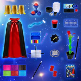 PATIFEED Magic Kit, Magic Set with Magician Costume for Kids Age 6-8, Magic Tricks for Kids Ages 6 7 8 9 10 11 12 Year Old