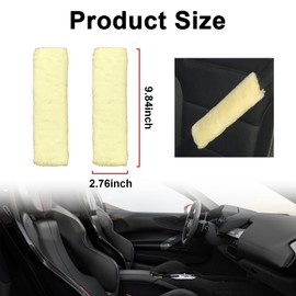 Ziciner 2 Packs Car Seatbelt Covers Shoulder Pad, Universal Soft Faux Sheepskin Shoulder Cover for Comfortable Driving, Fluffy Seat Belt Protector Help to Protect Your Neck and Shoulder (Beige)