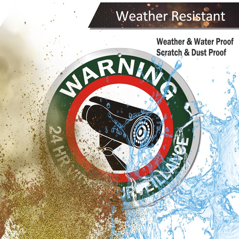 FKNSGR Warning 24 Hour Video Surveillance Sign 2 Pack, 10