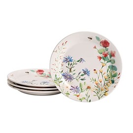 Bico Summer Provence Ceramic Salad Plates, 8.75 inch, Set of 4, for Salad, Appetizer, Microwave & Dishwasher Safe
