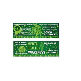 2PCS Mental Health Awareness Banner Backdrop Mental Health Awareness Month Bulletin Board Mental Health Awareness Background for Indoor Outdoor Wall School Office Supplies(Green)