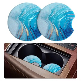Moly Magnolia 2 Pack Car Coasters for Drinks Absorbent - 2.75 Inch Cute Car Cup Holder Coasters for Women, Removable Cup Holder Coaster for Women Girls, Car Interior Accessories (Style E)