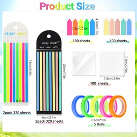 SelfTek Long Highlighter Strips Tape, Transparent Long Page Markers Sticky Index Tabs, Morandi Neon Memo Note Tabs, Book Tabs for Annotating Books Office School Supplies