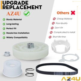 AZ4U W10721967 Washer Pulley Clutch Kit & W10006384 Drive Washer Belt Compatible for Whirlpool Maytag Kenmore Washing Machine belt, Replaces W10006354 W10006356 W10239973 WTW5000DW1 MVWX655DW1 Etc