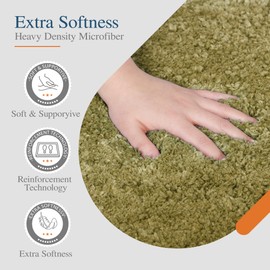 Walensee Bathroom Rug Non Slip Bath Mat for Bathroom (16 x 24, Olive Green) Water Absorbent Soft Microfiber Shaggy Bathroom Mat Machine Washable Bath Rug for Bathroom Thick Plush Rugs for Shower