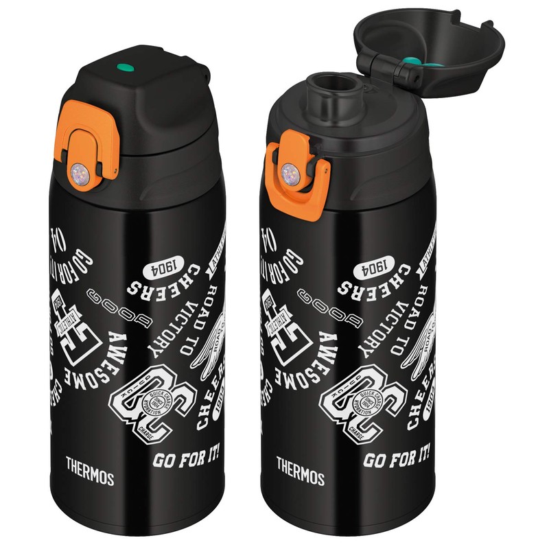 Thermos FJJ-600WF BKOR Vacuum Insulated 2-Way Bottle, 0.6L/0.63L Black Orange