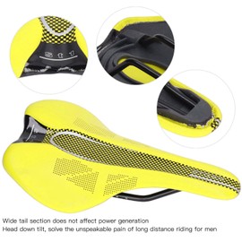 Socobeta Mountain Bike Saddle, Microfibre Leather, Ultralight Soft Mountain Bike Saddle Cushion for Road Bike, MTB, Mountain Bike (Yellow) Riding