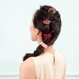 RECTYO GALLERY 12 Cute LUXURY Scrunchies For Hair|Soft Satin hair Scrunchies for Women|Snag Free ponytail holder Scrunchy Hair Ties|Skinny Hair Tie Ropes Elastics - Girls Gift(MULTICOLOR)