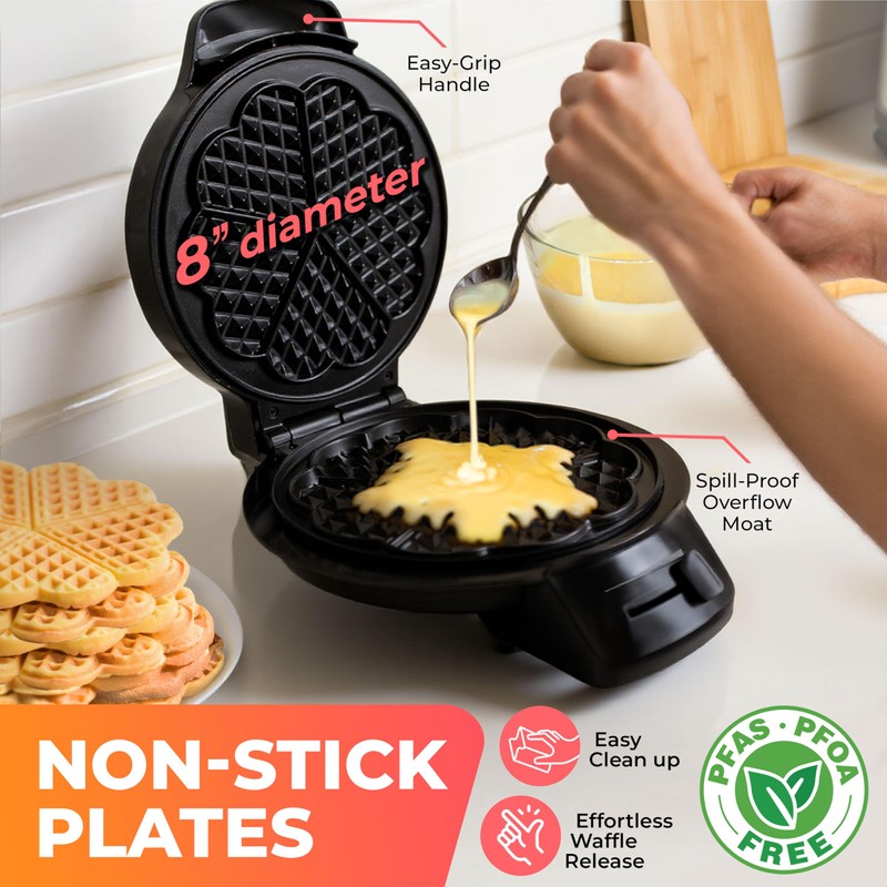 Mueller Heart 5 Waffle Maker, Norwegian Waffle Iron, Adjustable Browning